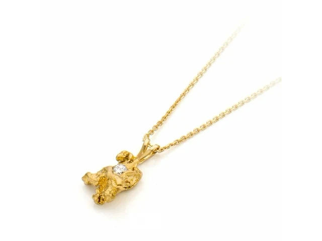 Nieuwe handmade diamond and gold nugget pendant necklace - afbeelding 1 van  7