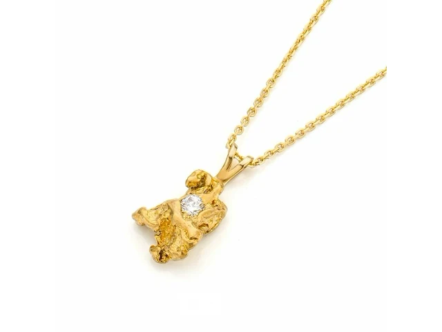 Nieuwe handmade diamond and gold nugget pendant necklace - afbeelding 2 van  7