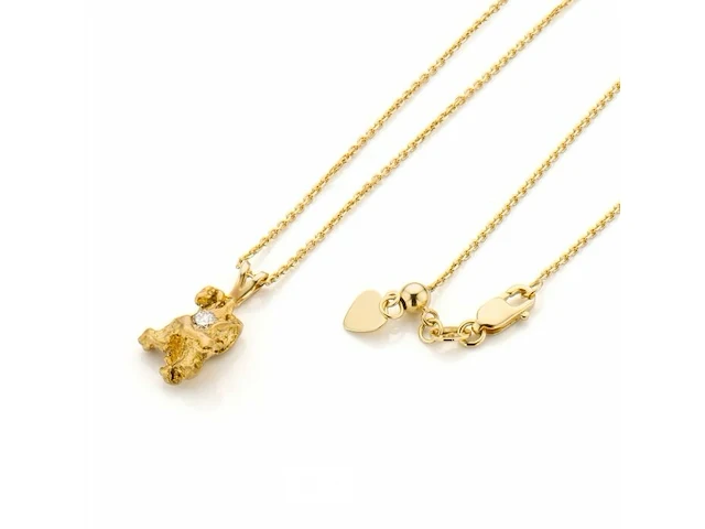 Nieuwe handmade diamond and gold nugget pendant necklace - afbeelding 3 van  7