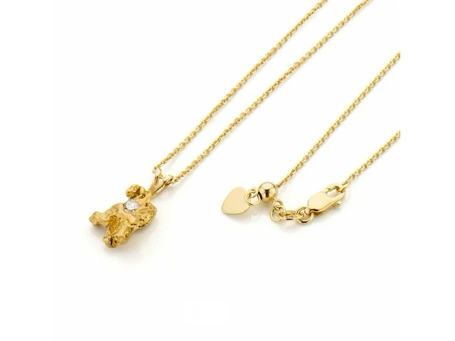 Nieuwe handmade diamond and gold nugget pendant necklace - afbeelding 6 van  7
