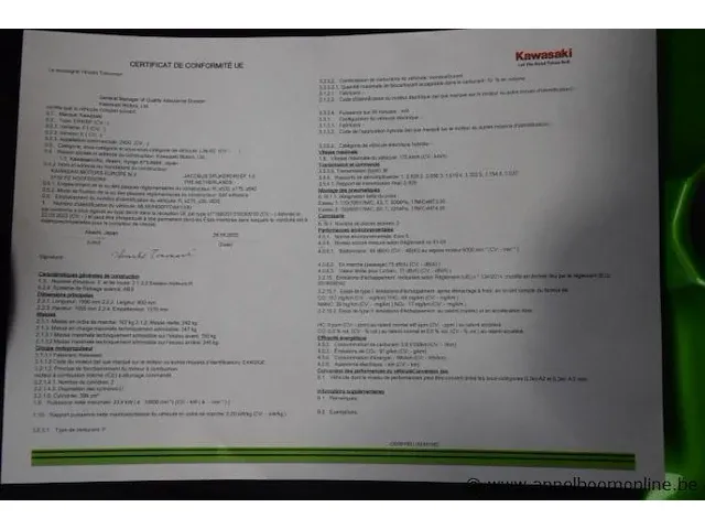 Nieuwe motor kawasaki er400f, chassisnr ml5er400ffdak1330, 2cyl, 399cm³, 33,4kw, met gelijkvormigheidsattest, 2 sleutels - afbeelding 5 van  6
