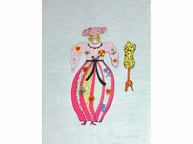 Niki de saint phalle - femme et mannequin - lithografie - afbeelding 1 van  7