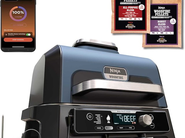Ninja woodfire pro connect xl elektrische bbq grill & roker - afbeelding 1 van  10