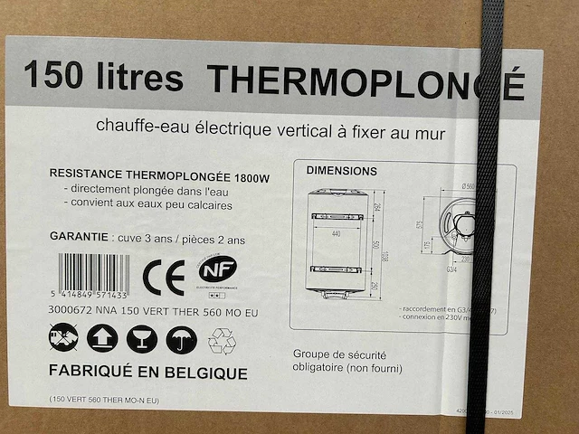 Nna - 150 vert - 150l elektrische boiler 1800w - afbeelding 10 van  10