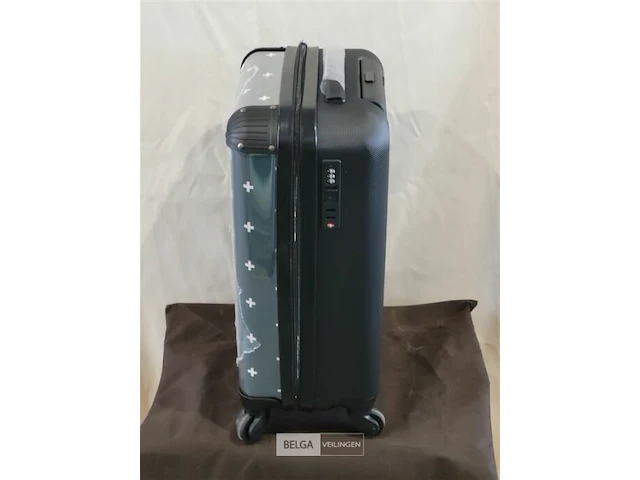 No boring suitcase groen met witte plusjes 55x35x25 cm - afbeelding 2 van  3