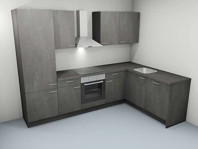 Nobilia hoek keuken decor zwart beton - afbeelding 1 van  12