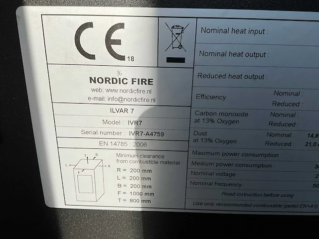 Nordic fire ilvar 7 pelletkachel - afbeelding 8 van  9