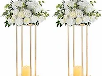 Nuptio gouden vaas voor bruiloft centerpieces - 2 stuks 60cm hoge metalen bloemenvazen