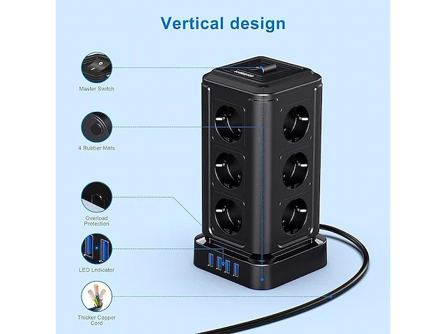 Nveeshox 12-voudig meervoudig stopcontact - afbeelding 3 van  4