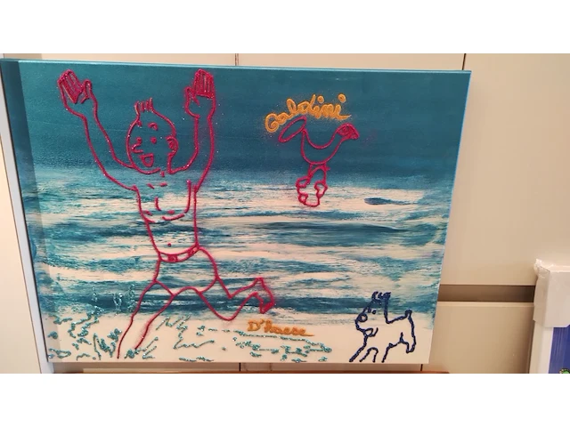 Ode aan kuifje – origineel schilderij van hannes d'haese - afbeelding 1 van  1