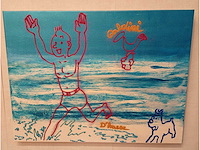 Ode aan kuifje – origineel schilderij van hannes d'haese - afbeelding 2 van  2