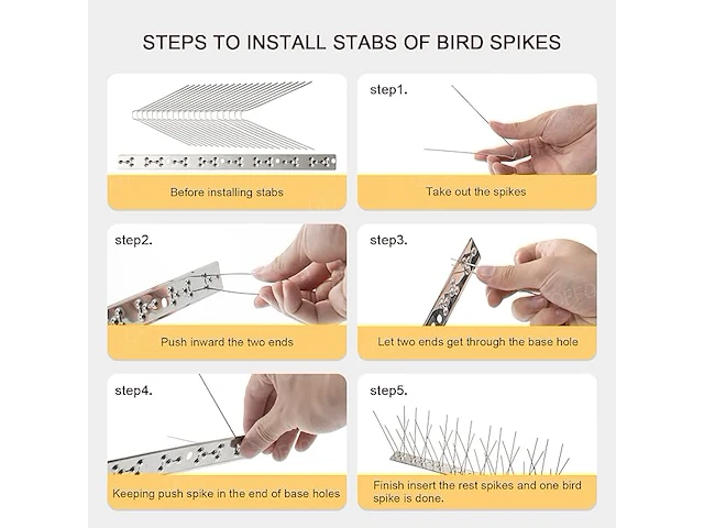 Offo vogelspikes rvs 25 stuks van 34cm. - afbeelding 3 van  5