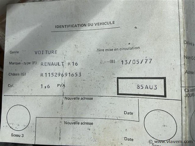 Oldtimer, fabr. renault, type 16 - afbeelding 4 van  13