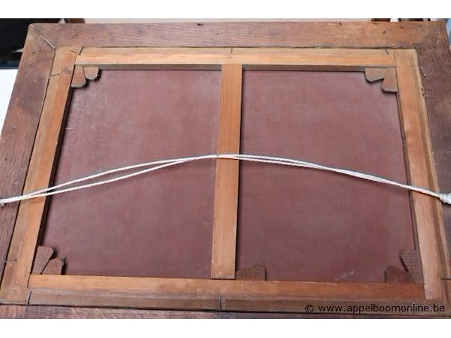 Olie op doek 19de eeuws, duel op brug, 75x85 - afbeelding 4 van  4