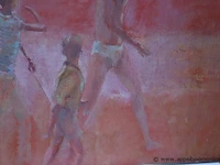 Olie op doek, familie aan de kust 80x60 - afbeelding 3 van  4