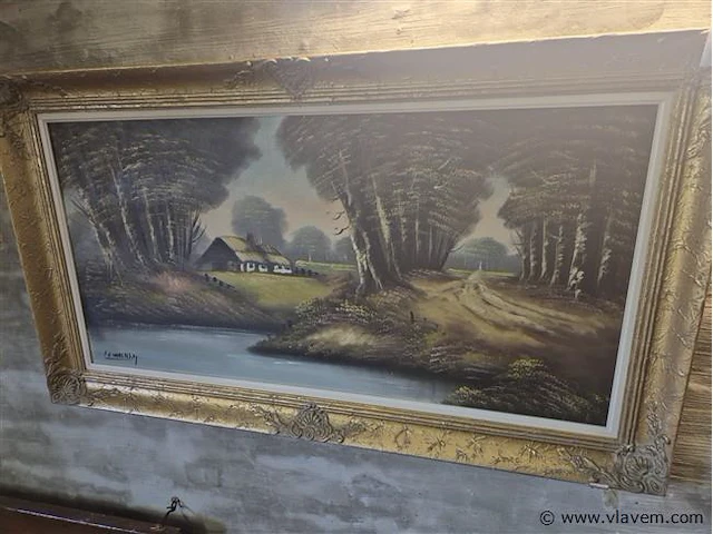 Olie op doek gesigneerd 115x65cm - afbeelding 1 van  3
