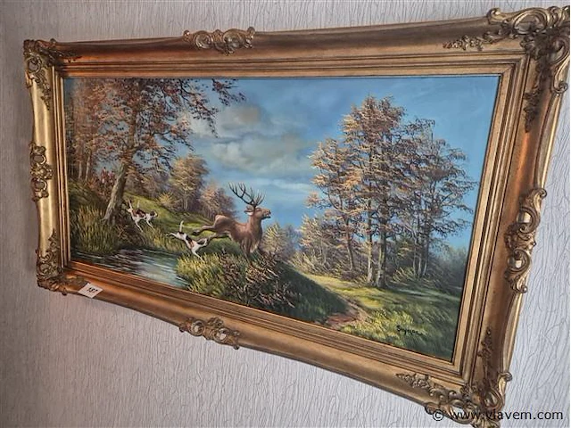 Olie op doek gesigneerd, 137x77cm - afbeelding 1 van  3