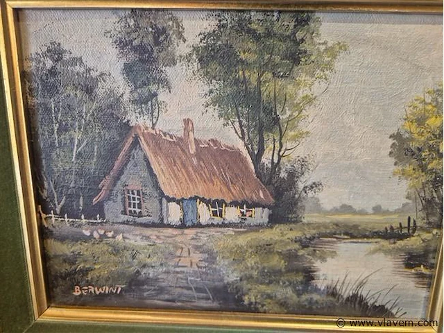 Olie op doek gesigneerd, 35x30cm - afbeelding 2 van  3