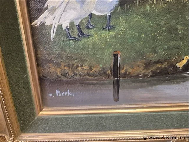 Olie op doek gesigneerd, 41x35cm - afbeelding 2 van  3