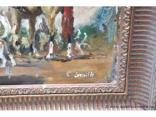 Olie op doek getekend c.smith, jachttafereel - afbeelding 3 van  5