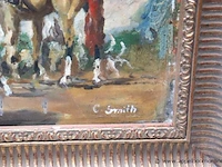 Olie op doek getekend c.smith, jachttafereel - afbeelding 3 van  5