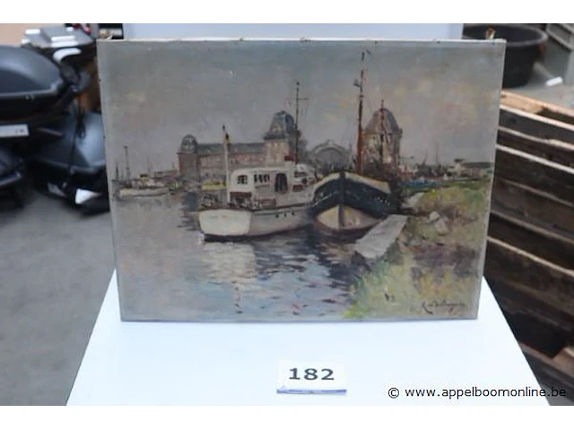 Olie op doek getekend rene de bougnies 62x47 - afbeelding 1 van  4