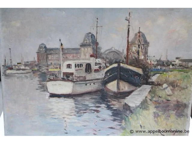 Olie op doek getekend rene de bougnies 62x47 - afbeelding 2 van  4