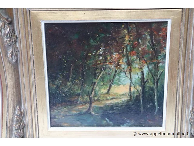 Olie op doek, landschap, théodore rousseau, school van barbizon, 31x31 - afbeelding 2 van  4