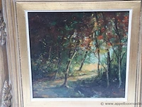 Olie op doek, landschap, théodore rousseau, school van barbizon, 31x31 - afbeelding 2 van  4