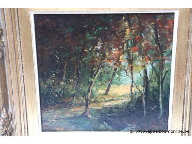 Olie op doek, landschap, théodore rousseau, school van barbizon, 31x31 - afbeelding 3 van  4