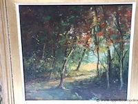 Olie op doek, landschap, théodore rousseau, school van barbizon, 31x31 - afbeelding 3 van  4