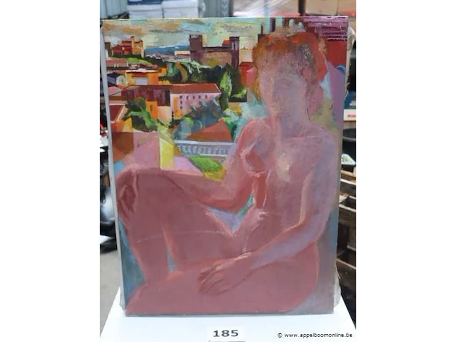 Olie op doek vrouw in de stad, 80x60 - afbeelding 1 van  4