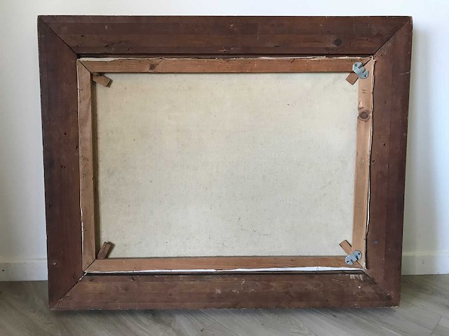 Olieverf schilderij op doek. kalveren in het weiland. gesigneerd. - afbeelding 7 van  8