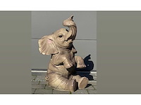 Olifant / elephant zit h87cm naturel original - afbeelding 3 van  4