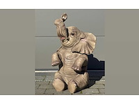 Olifant / elephant zit h87cm naturel original - afbeelding 4 van  4