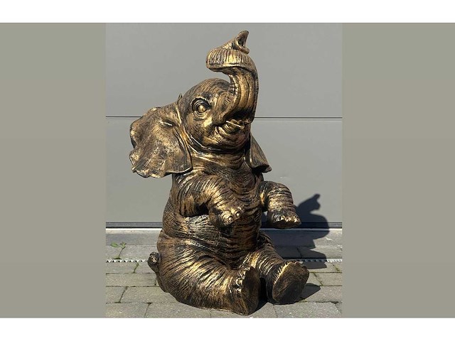 Olifant / elephant zit h87cm old gold - afbeelding 4 van  4