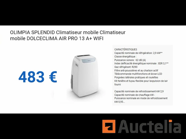 Olimpia splendid dolceclima air pro 13 wifi mobiele airconditioner - afbeelding 1 van  1