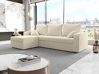 Ombouwbare en omkeerbare hoekbank - beige corduroy - afbeelding 1 van  8