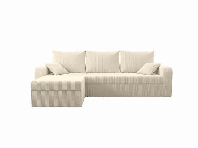 Ombouwbare en omkeerbare hoekbank - beige corduroy - afbeelding 3 van  8