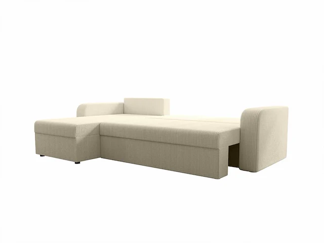 Ombouwbare en omkeerbare hoekbank - beige corduroy - afbeelding 5 van  8