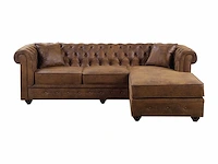 Omkeerbare chesterfield hoekbank in verweerde microvezel - bruin - afbeelding 2 van  4