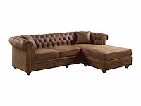Omkeerbare chesterfield hoekbank in verweerde microvezel - bruin - afbeelding 3 van  4