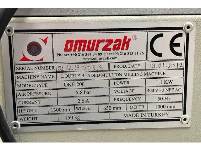 Omurzak okf200 freesmachine - afbeelding 4 van  4