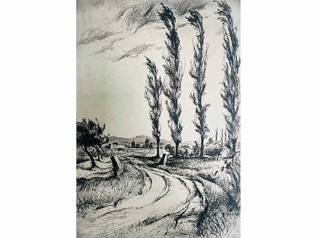 Onbekende meester - landschap - ets - afbeelding 1 van  5