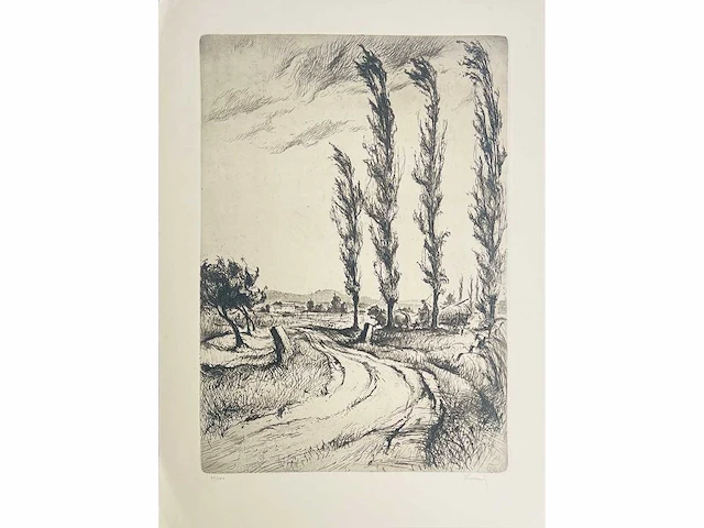 Onbekende meester - landschap - ets - afbeelding 2 van  5