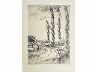 Onbekende meester - landschap - ets - afbeelding 2 van  5