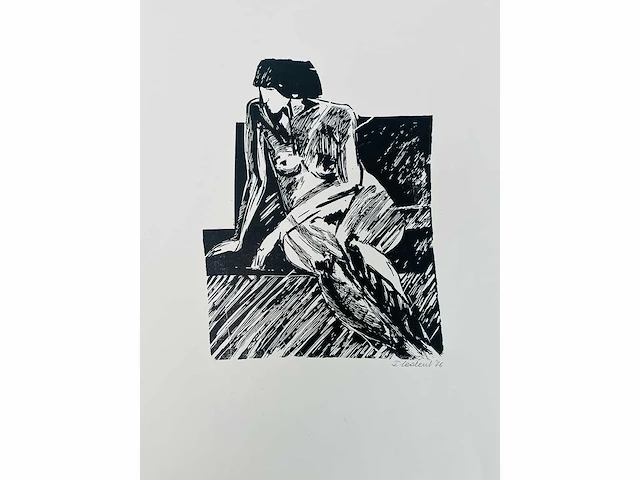 Onbekende meester - naakt - lithografie - afbeelding 1 van  5