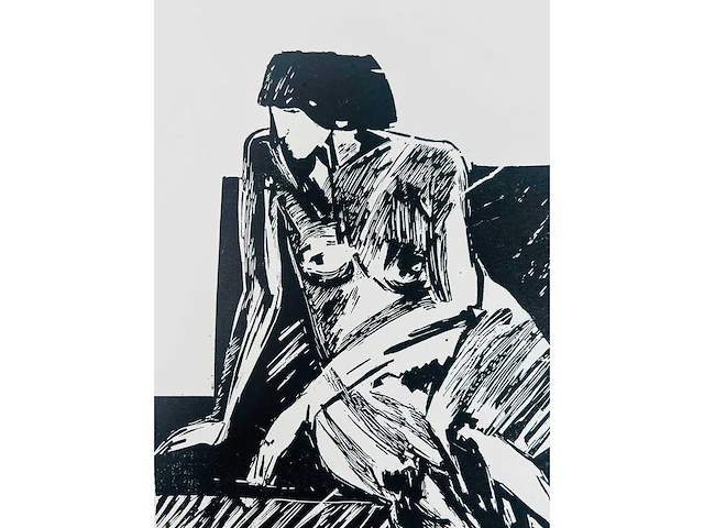Onbekende meester - naakt - lithografie - afbeelding 2 van  5