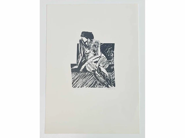 Onbekende meester - naakt - lithografie - afbeelding 3 van  5