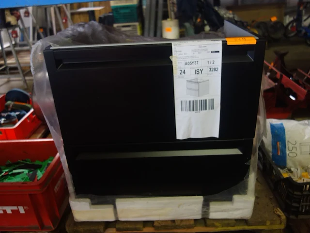 Onderkast (zwart) met 2 laden 60 x 60 met uitsparing voor afvoer - afbeelding 1 van  3